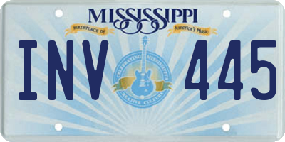 MS license plate INV445
