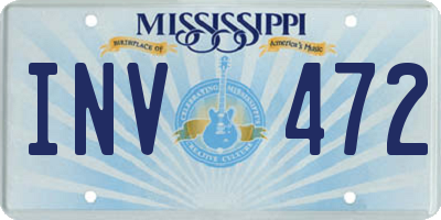 MS license plate INV472
