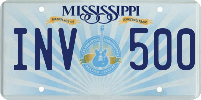 MS license plate INV500