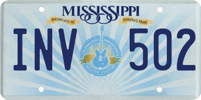 MS license plate INV502