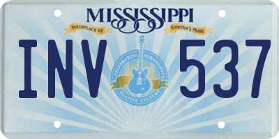 MS license plate INV537
