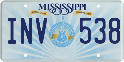 MS license plate INV538