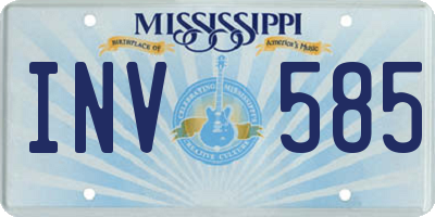 MS license plate INV585