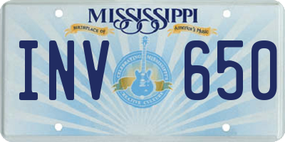 MS license plate INV650