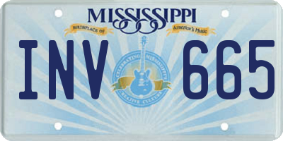 MS license plate INV665