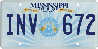 MS license plate INV672