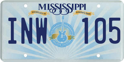 MS license plate INW105
