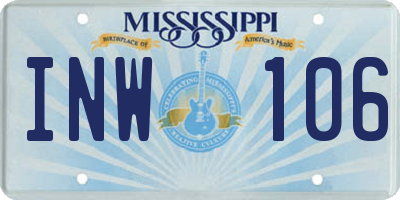 MS license plate INW106