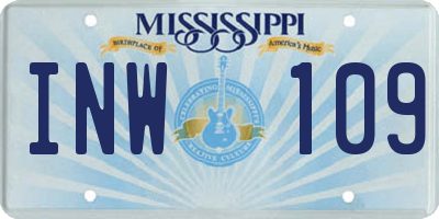 MS license plate INW109