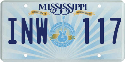 MS license plate INW117