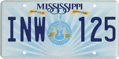 MS license plate INW125