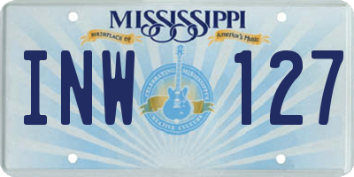 MS license plate INW127