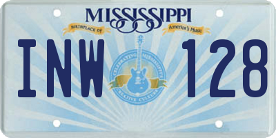 MS license plate INW128