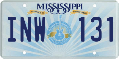 MS license plate INW131