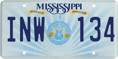 MS license plate INW134