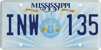 MS license plate INW135