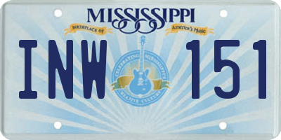 MS license plate INW151