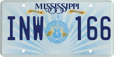 MS license plate INW166