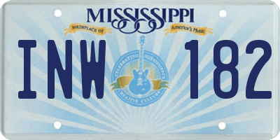 MS license plate INW182