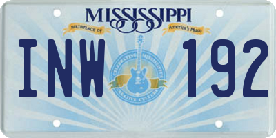 MS license plate INW192