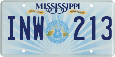 MS license plate INW213