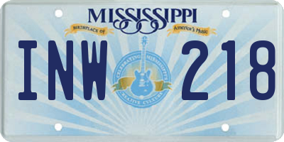 MS license plate INW218
