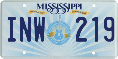 MS license plate INW219