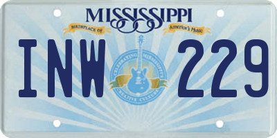 MS license plate INW229