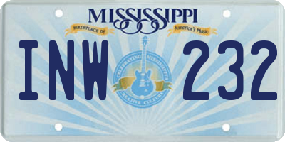 MS license plate INW232