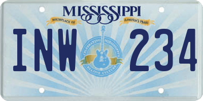 MS license plate INW234