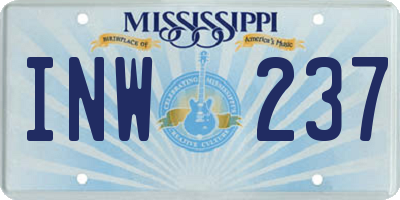 MS license plate INW237