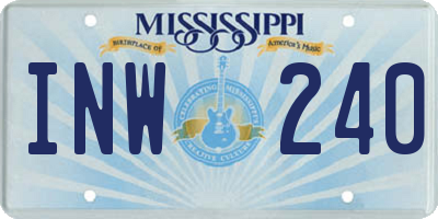 MS license plate INW240
