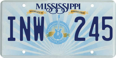 MS license plate INW245