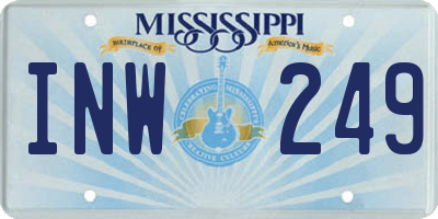 MS license plate INW249