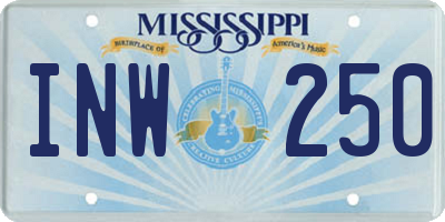 MS license plate INW250