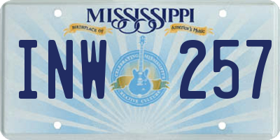 MS license plate INW257