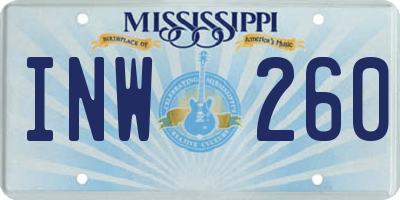 MS license plate INW260