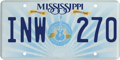 MS license plate INW270