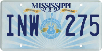MS license plate INW275