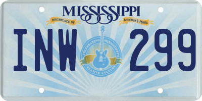 MS license plate INW299