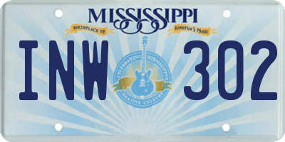 MS license plate INW302