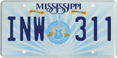 MS license plate INW311