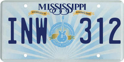 MS license plate INW312