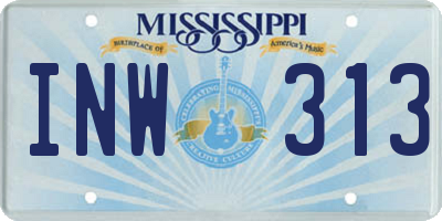 MS license plate INW313