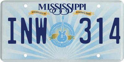 MS license plate INW314