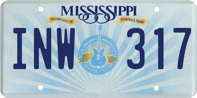 MS license plate INW317