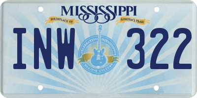 MS license plate INW322
