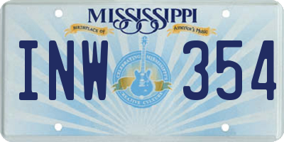 MS license plate INW354