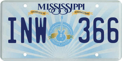 MS license plate INW366
