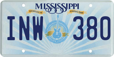 MS license plate INW380
